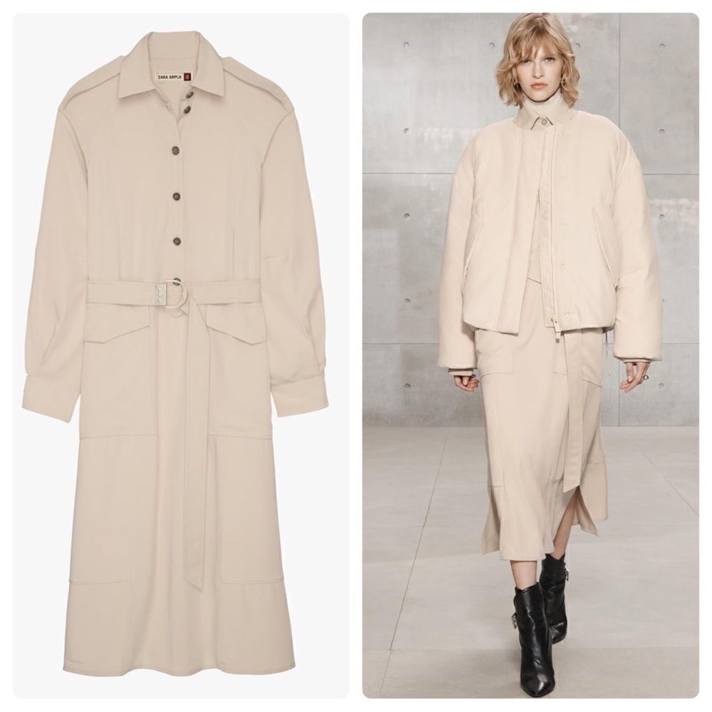 Zara Limited Srpls Midi Militarydress New